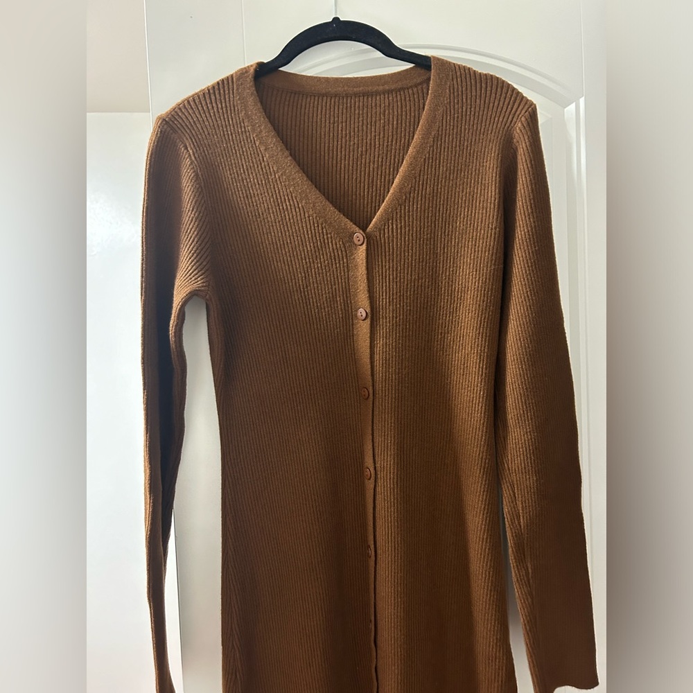 Brown color knit dress